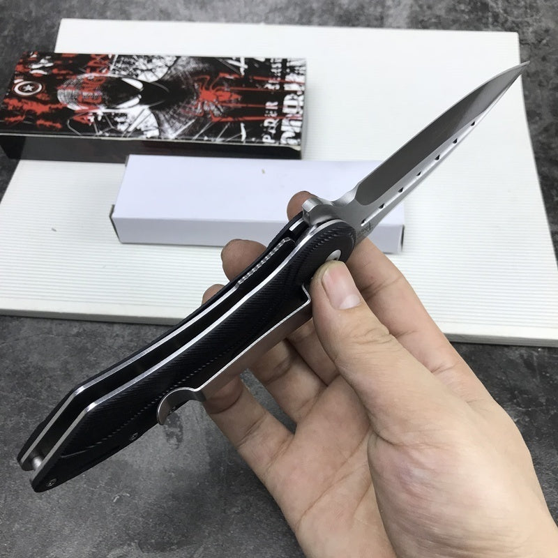 Outdoor camping folding knife 9 cr18mov survival knife, tactical spring knife, steel lock bearing rolling AIDS, adventure and EDC tools