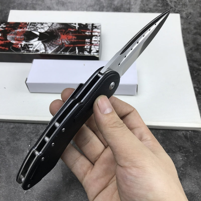 Outdoor camping folding knife 9 cr18mov survival knife, tactical spring knife, steel lock bearing rolling AIDS, adventure and EDC tools