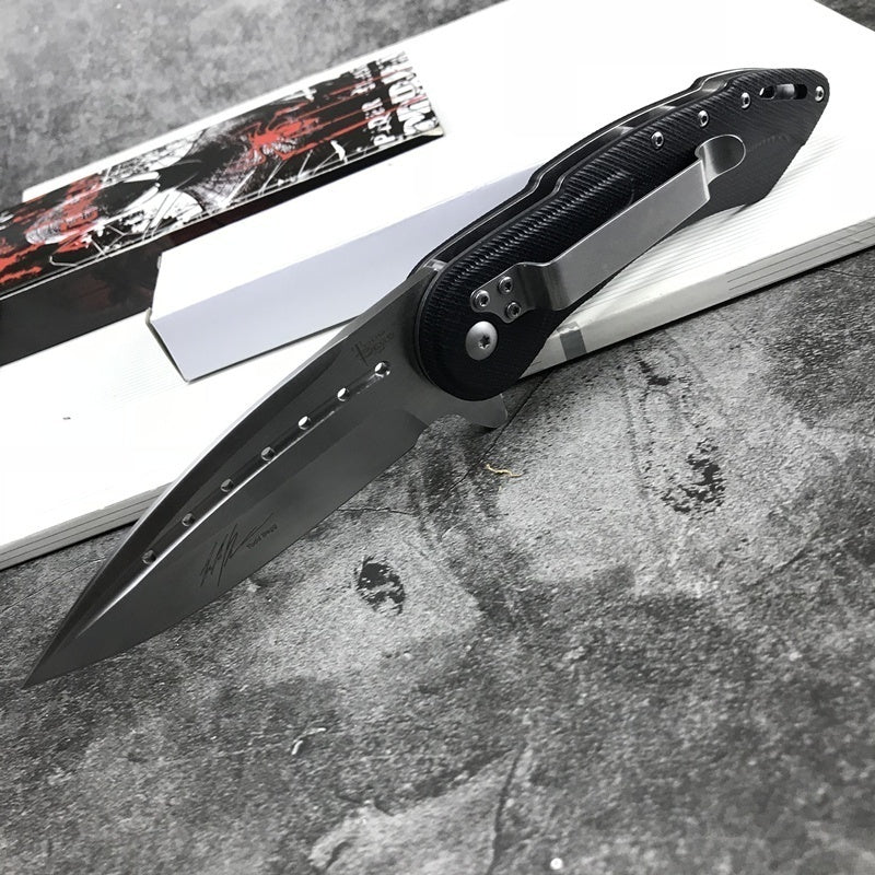 Outdoor camping folding knife 9 cr18mov survival knife, tactical spring knife, steel lock bearing rolling AIDS, adventure and EDC tools
