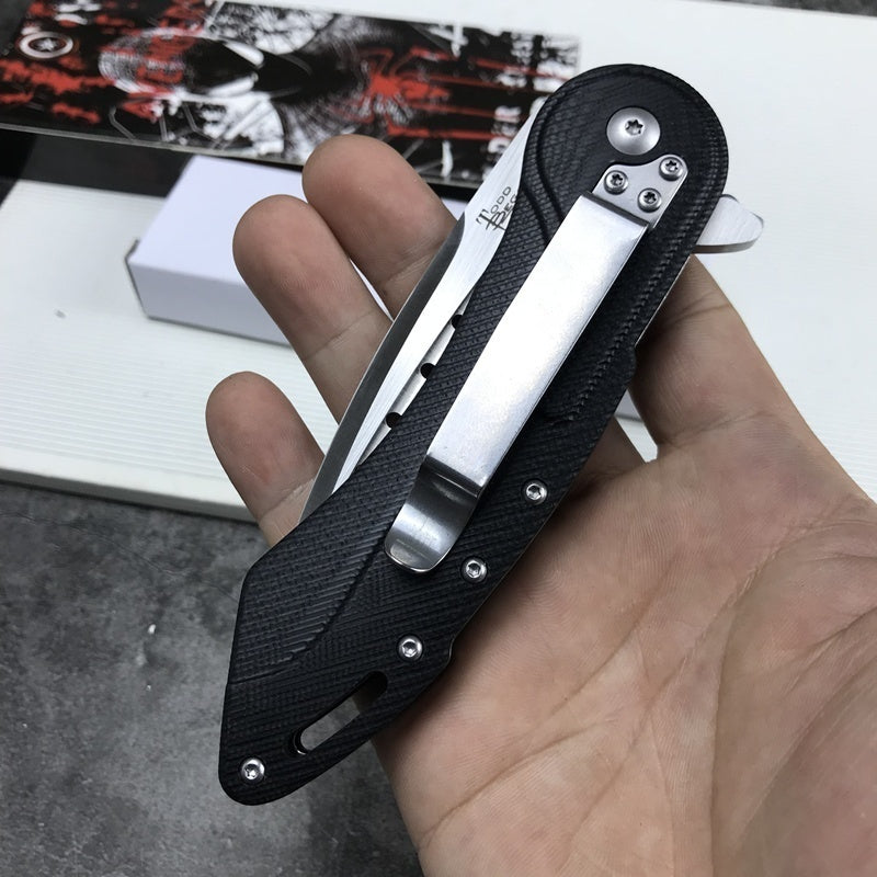 Outdoor camping folding knife 9 cr18mov survival knife, tactical spring knife, steel lock bearing rolling AIDS, adventure and EDC tools