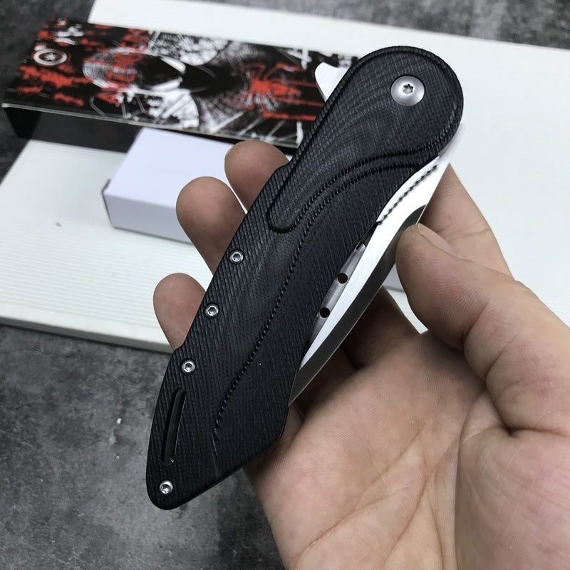 Outdoor camping folding knife 9 cr18mov survival knife, tactical spring knife, steel lock bearing rolling AIDS, adventure and EDC tools