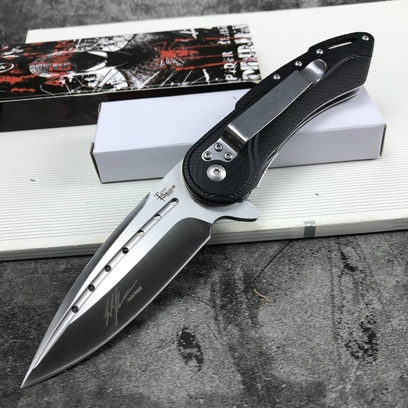 Outdoor camping folding knife 9 cr18mov survival knife, tactical spring knife, steel lock bearing rolling AIDS, adventure and EDC tools