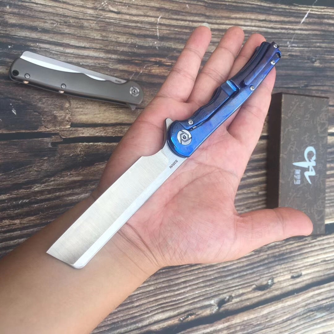 "Ch-man titanium alloy S35VN steel high-end folding knife" auxiliary folding pocket knife, razor blade, camping survival military outdoor tool"