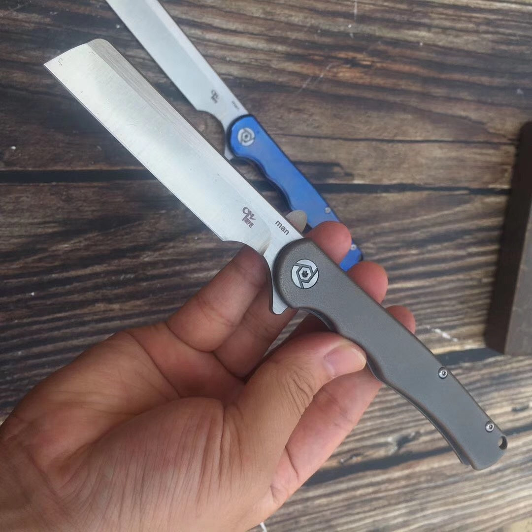 "Ch-man titanium alloy S35VN steel high-end folding knife" auxiliary folding pocket knife, razor blade, camping survival military outdoor tool"