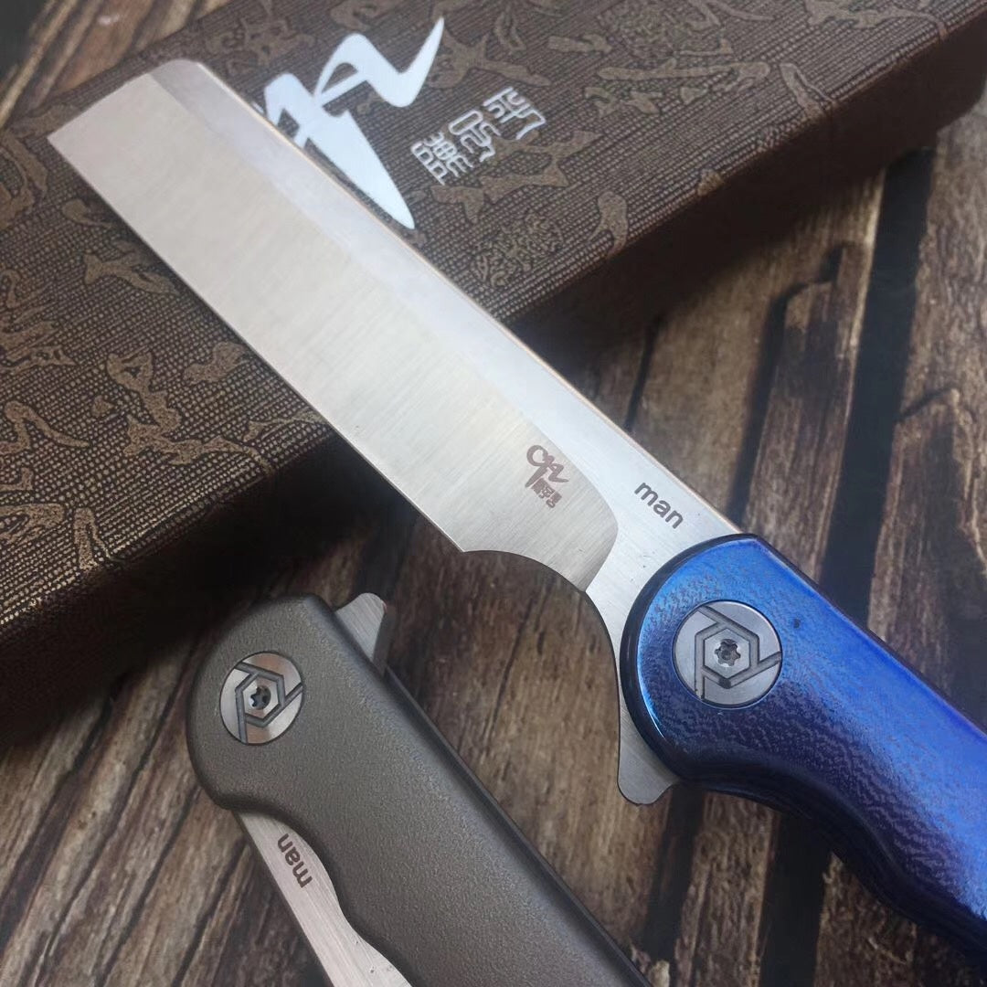 "Ch-man titanium alloy S35VN steel high-end folding knife" auxiliary folding pocket knife, razor blade, camping survival military outdoor tool"