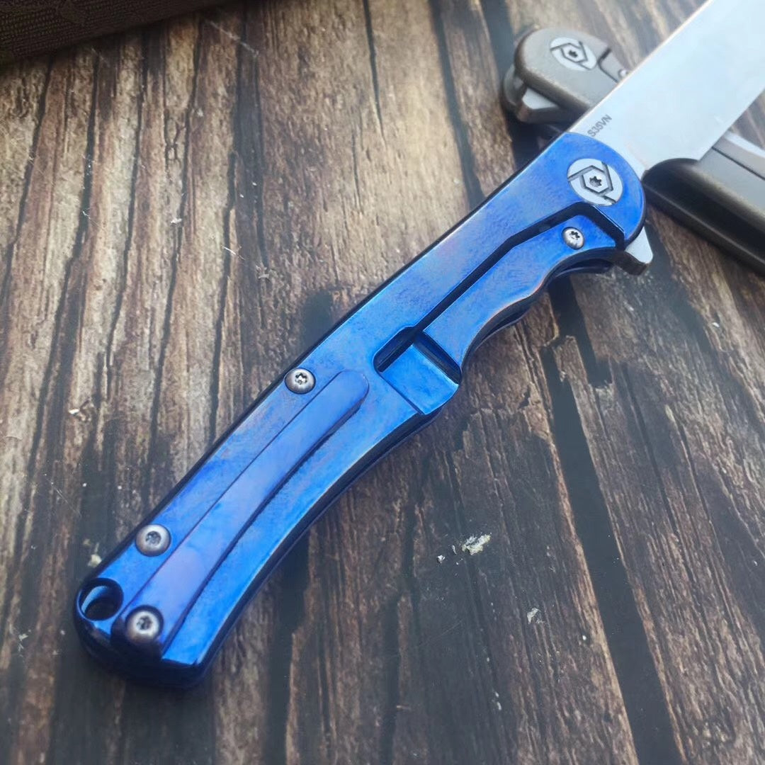 "Ch-man titanium alloy S35VN steel high-end folding knife" auxiliary folding pocket knife, razor blade, camping survival military outdoor tool"