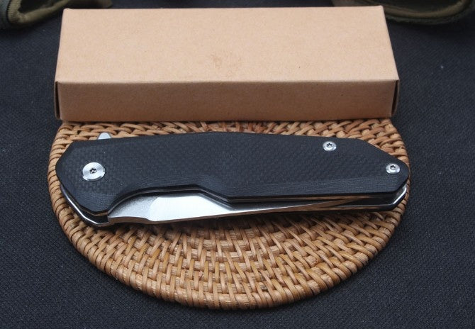 Black G10 steel bearing quick open folding knife tactical hunting survival EDC pocket knife camping outdoor combat portable multi-tool
