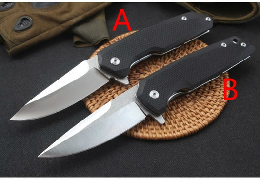 Black G10 steel bearing quick open folding knife tactical hunting survival EDC pocket knife camping outdoor combat portable multi-tool