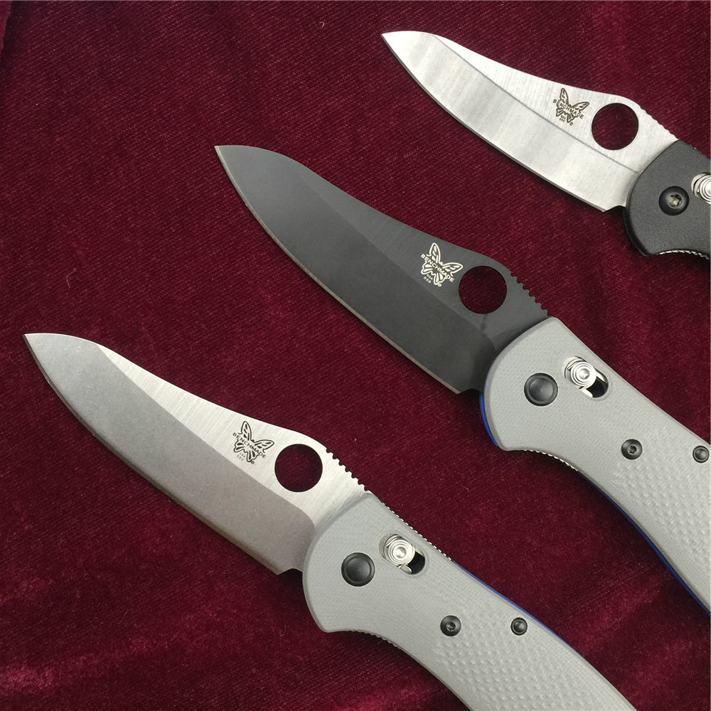 BENCHMADE Mini Griptilian 550-1 551-1 550bk  Sheepsfoot Plain Edge Folding Knife G10 Handle Satin Plain Edge Knife Axis Lock Mechanism
