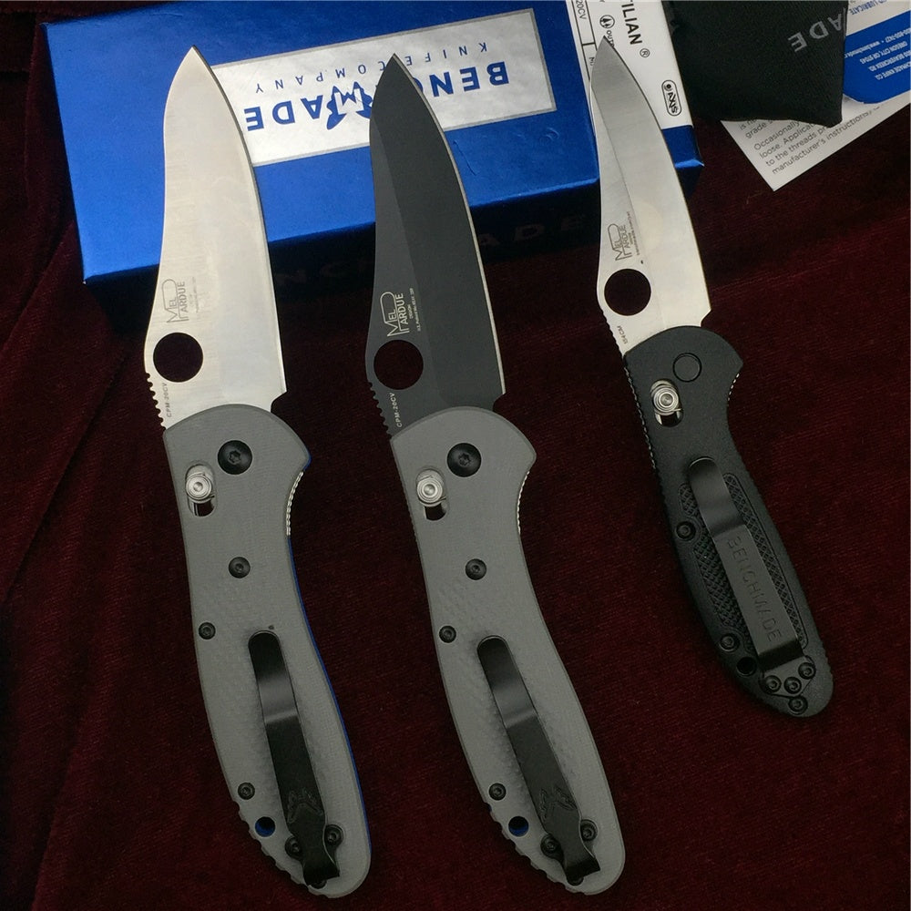 BENCHMADE Mini Griptilian 550-1 551-1 550bk  Sheepsfoot Plain Edge Folding Knife G10 Handle Satin Plain Edge Knife Axis Lock Mechanism