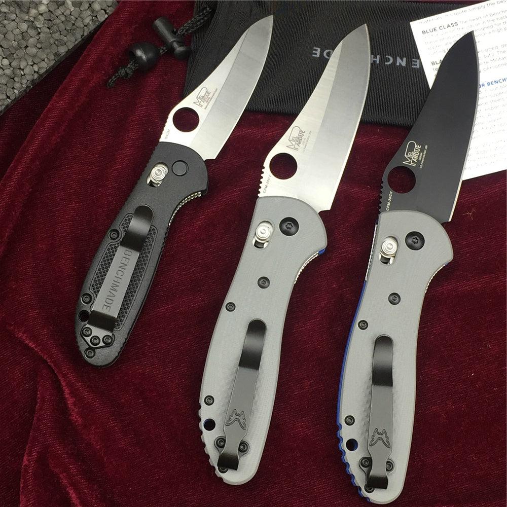 BENCHMADE Mini Griptilian 550-1 551-1 550bk  Sheepsfoot Plain Edge Folding Knife G10 Handle Satin Plain Edge Knife Axis Lock Mechanism