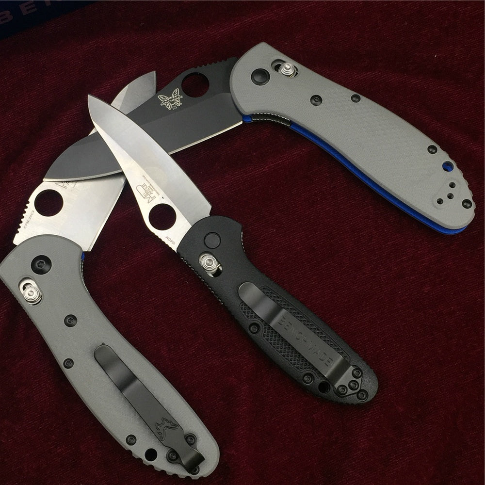 BENCHMADE Mini Griptilian 550-1 551-1 550bk  Sheepsfoot Plain Edge Folding Knife G10 Handle Satin Plain Edge Knife Axis Lock Mechanism