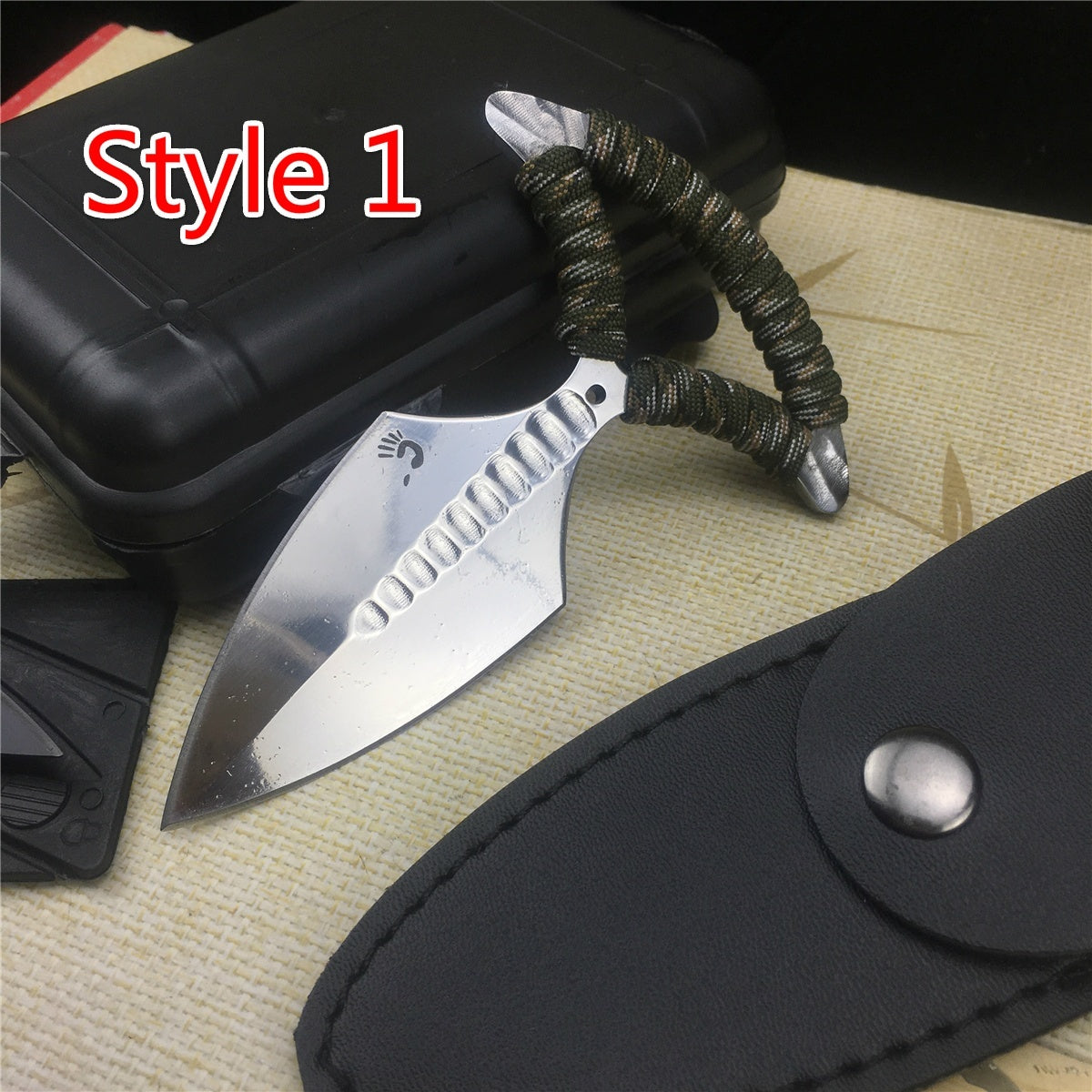 New Product Upgrades | Push knife + Card knife + Gifts Box Set '' 5.31 Inches Fist Knife Self-Defense Weapon Edc Tools(Style1 Style2)