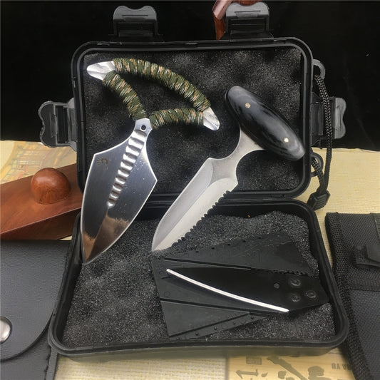 New Product Upgrades | Push knife + Card knife + Gifts Box Set '' 5.31 Inches Fist Knife Self-Defense Weapon Edc Tools(Style1 Style2)