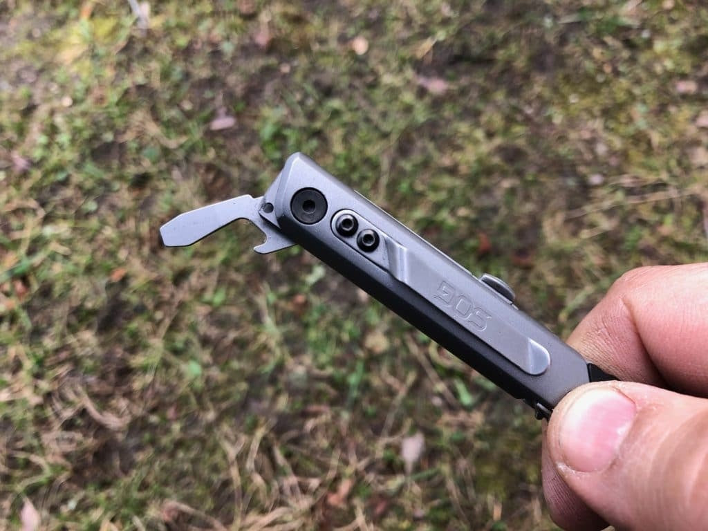 Multitool EDC Pen Light - Baton Q2 LED Flashlight with EDC Knife and Screwdriver Multi Tool with Pocket Clip for Emergency Kit (ID1011-CP)