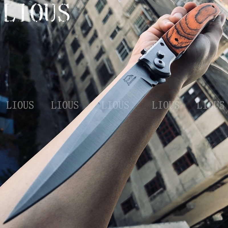 HOT ! MILIITARY TACTICAL OTF SPRING ASSIST OPEN KNIVES Finger Actuator Spear Folding Italian 12inch Stiletto Knife Outdoor Combat Hunting Dagger Survival Tools-3Colors