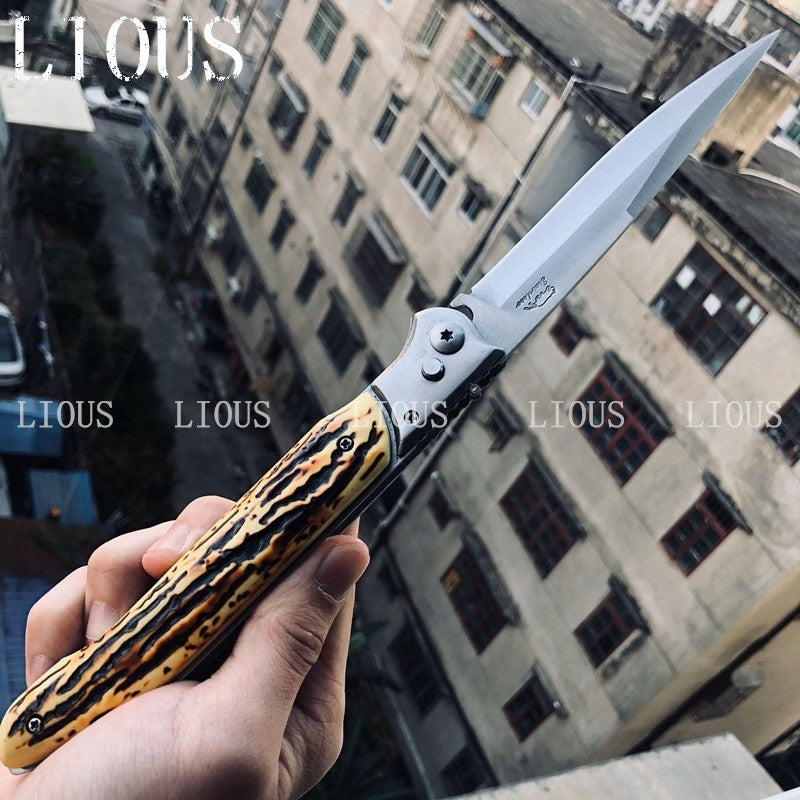 HOT ! MILIITARY TACTICAL OTF SPRING ASSIST OPEN KNIVES Finger Actuator Spear Folding Italian 12inch Stiletto Knife Outdoor Combat Hunting Dagger Survival Tools-3Colors