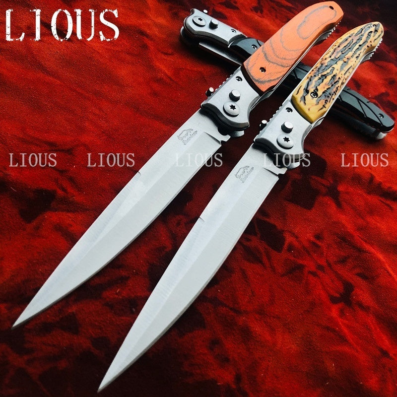 HOT ! MILIITARY TACTICAL OTF SPRING ASSIST OPEN KNIVES Finger Actuator Spear Folding Italian 12inch Stiletto Knife Outdoor Combat Hunting Dagger Survival Tools-3Colors