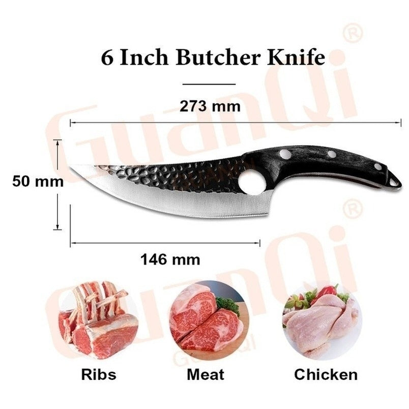 6 Inch Forged High Carbon Steel Boning Knife Kitchen Knives Stainless Steel Kitchen Handmade Boning Knife Meat Cleaver Cooking Cutter Butcher Knife Fishing Knife Kitchen Slicing Knife Stainless Steel Knife Cooking Stuff