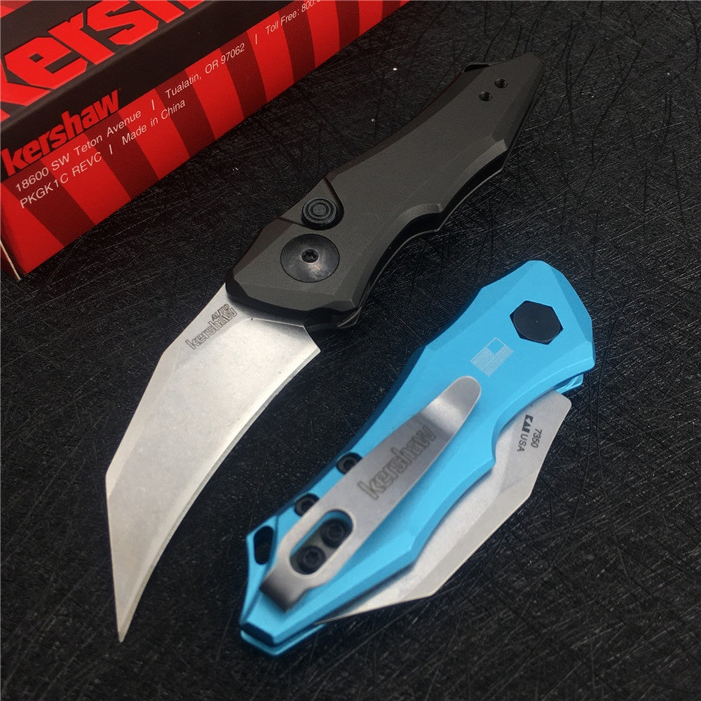 KERSHAW 7350 Launch 10 AUTO Folding Knife 1.9" Stonewashed CPM-154 Hawkbill Blade, Dark Gray Anodized Aluminum Handles Tactical  tools