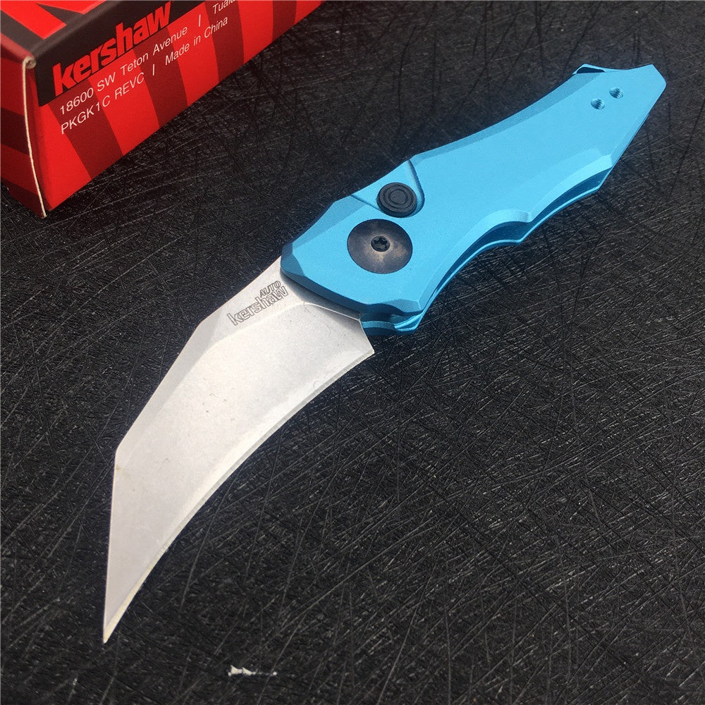 KERSHAW 7350 Launch 10 AUTO Folding Knife 1.9" Stonewashed CPM-154 Hawkbill Blade, Dark Gray Anodized Aluminum Handles Tactical  tools