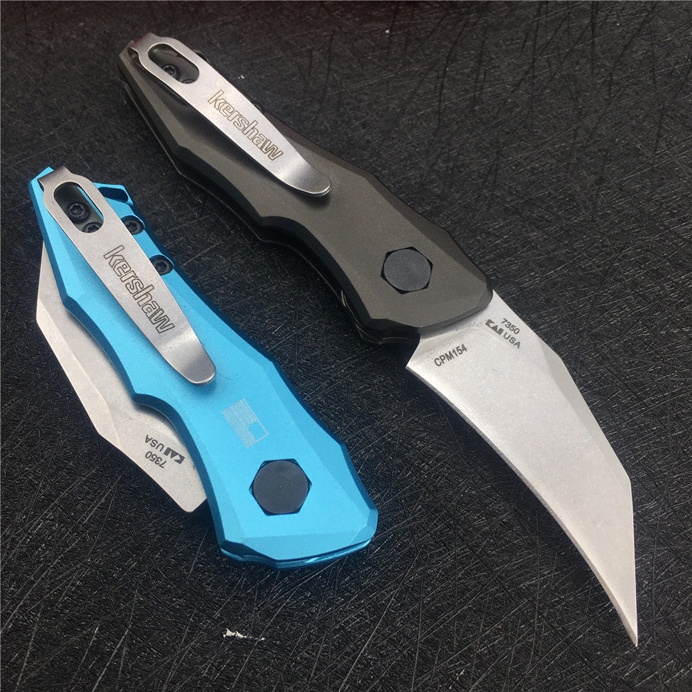 KERSHAW 7350 Launch 10 AUTO Folding Knife 1.9" Stonewashed CPM-154 Hawkbill Blade, Dark Gray Anodized Aluminum Handles Tactical  tools