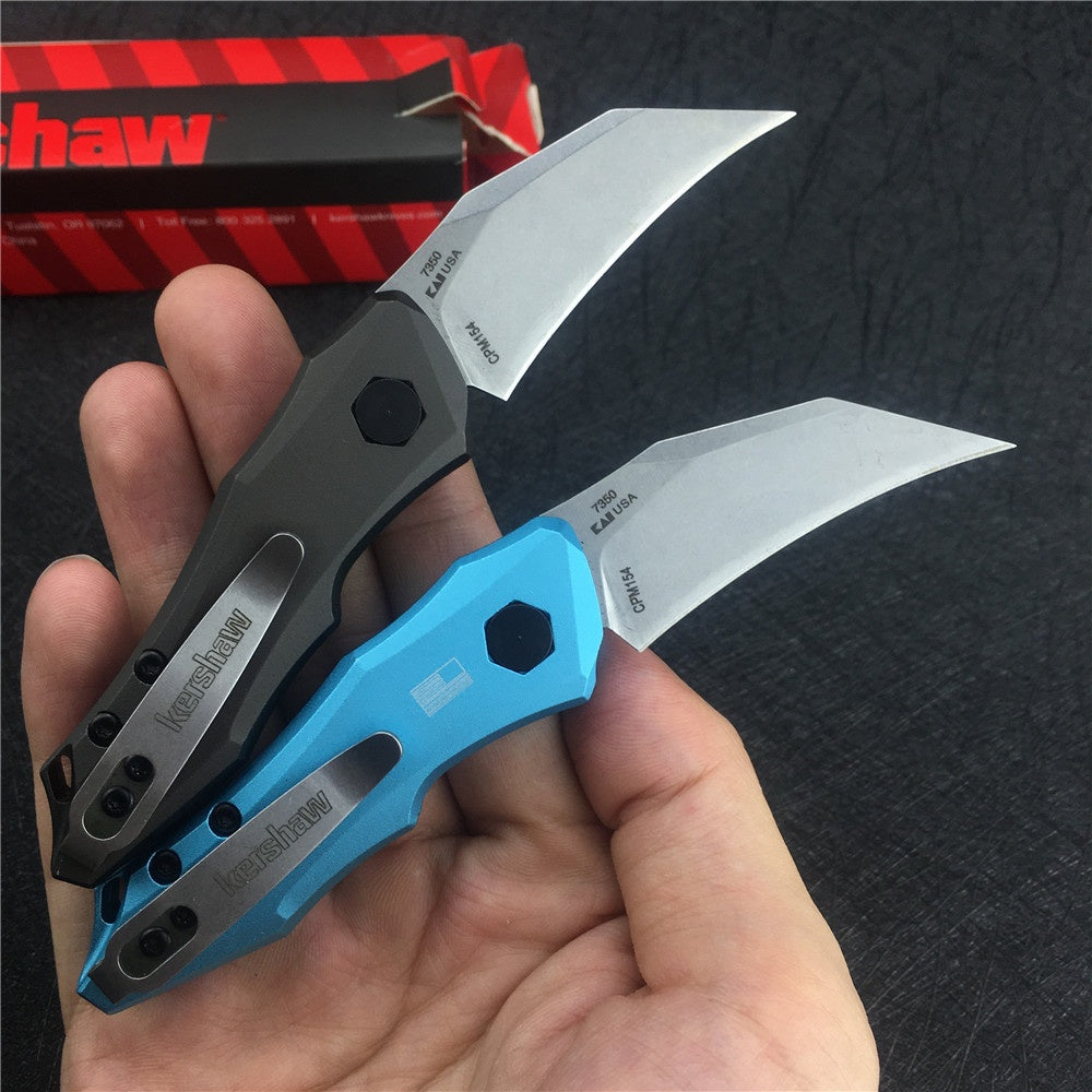 KERSHAW 7350 Launch 10 AUTO Folding Knife 1.9" Stonewashed CPM-154 Hawkbill Blade, Dark Gray Anodized Aluminum Handles Tactical  tools