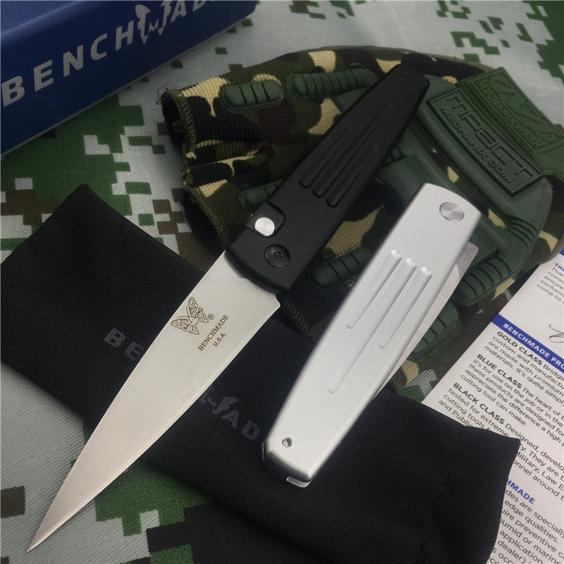 Tactical Pocket Benchmade 1000 Auto Spike Automatic Knife (3.6" Satin) Spring Assisted Open Folding knife Stiletto Survival outdoor multitool