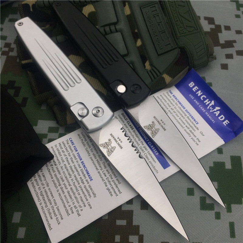 Tactical Pocket Benchmade 1000 Auto Spike Automatic Knife (3.6" Satin) Spring Assisted Open Folding knife Stiletto Survival outdoor multitool