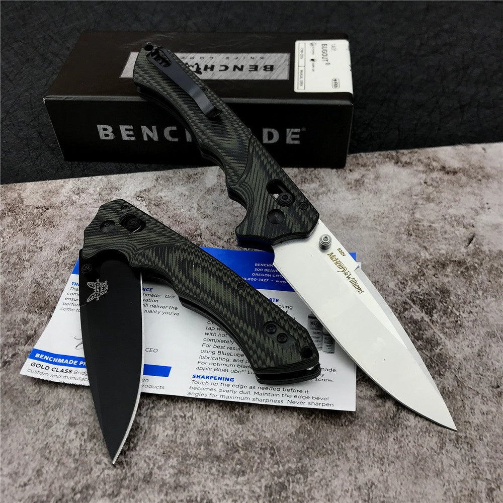 Tactical Knives Benchmade 615BK-1401 Blackwood （Mini-Rukus AXIS Lock G-10 Black & Green handle S30V Blade） Pocket Folding Knife