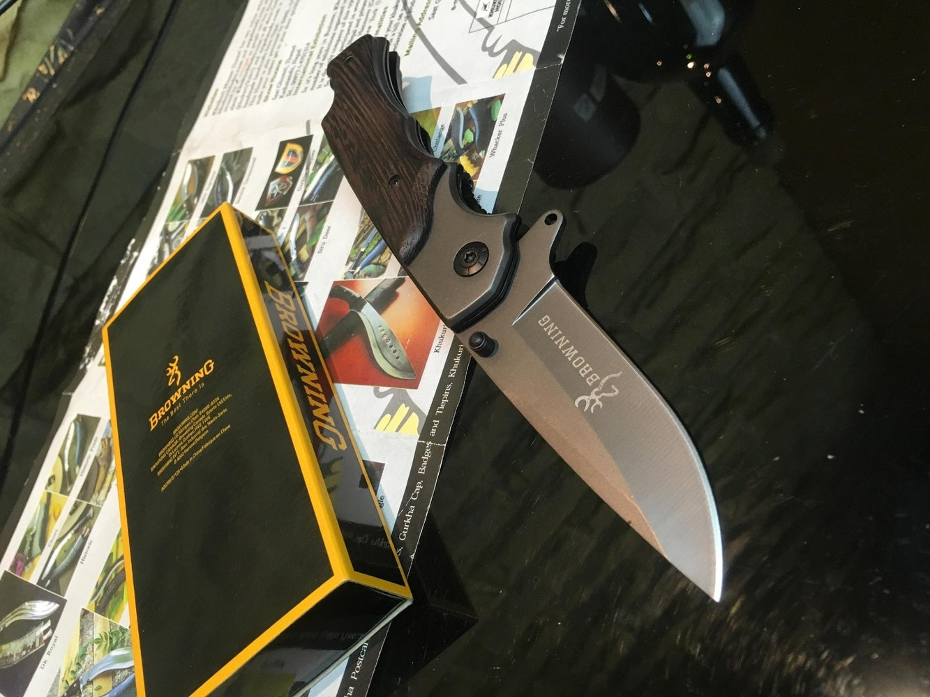TOP QUALITY New Browning Arrival Titanium Coating 440C Stainless Steel Blade Outdoor EDC Knives Tactical Folding Pocket Knife Hunting Knife Huntsman Hand Tools