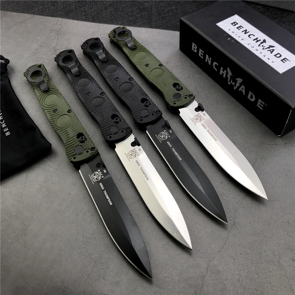 New Benchmade SOCP Tactical Folding Knife 391BK Black Plain Edge D2 Spear Point - Black CF Elite - AXIS Lock Folder Camping Outdoor Tools