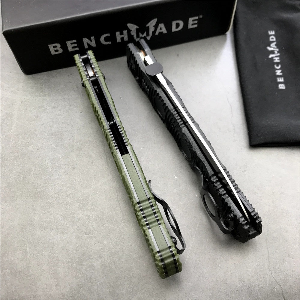 New Benchmade SOCP Tactical Folding Knife 391BK Black Plain Edge D2 Spear Point - Black CF Elite - AXIS Lock Folder Camping Outdoor Tools