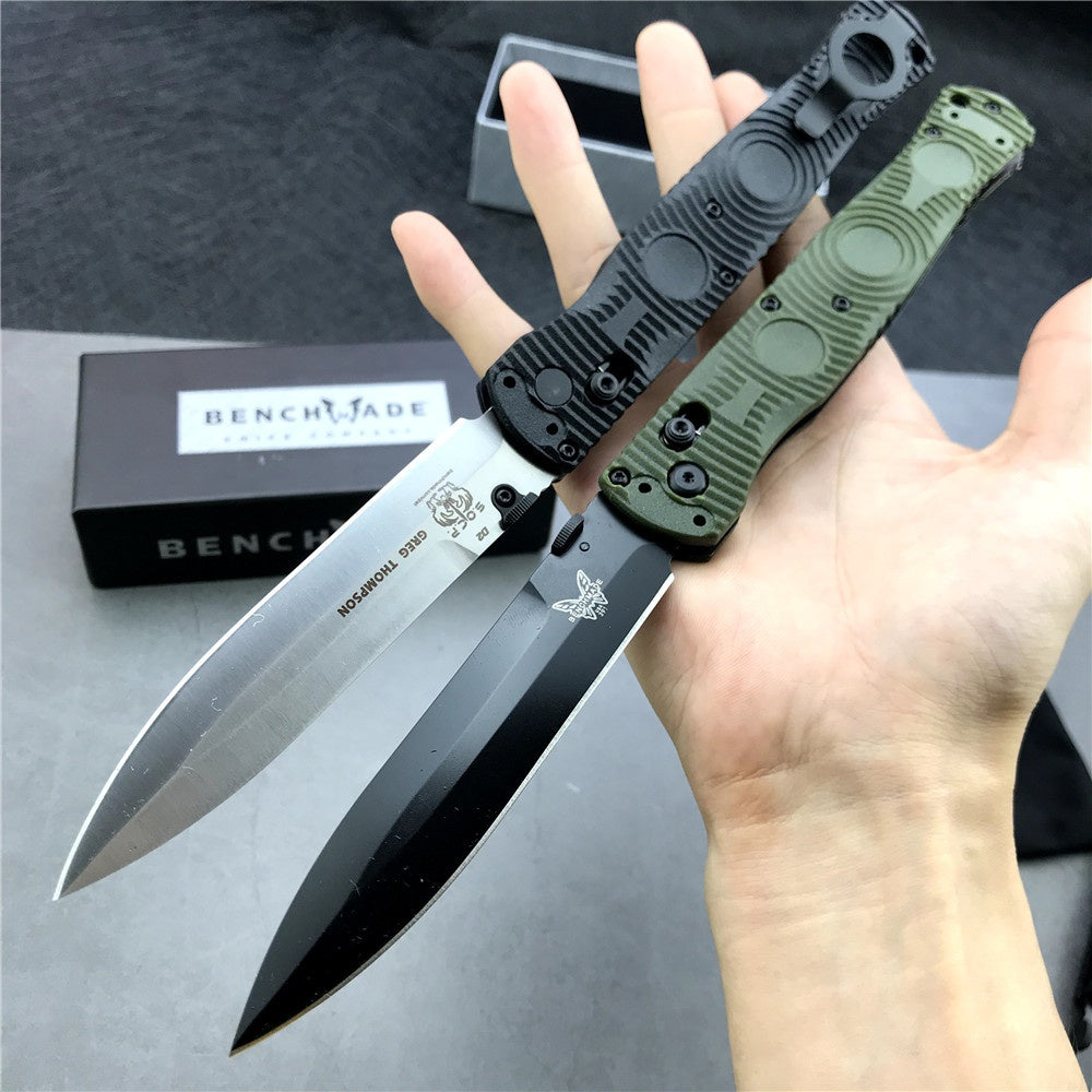 New Benchmade SOCP Tactical Folding Knife 391BK Black Plain Edge D2 Spear Point - Black CF Elite - AXIS Lock Folder Camping Outdoor Tools
