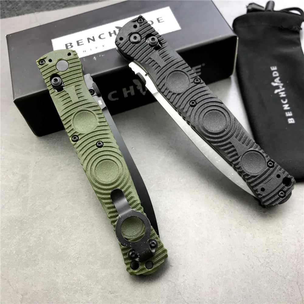 New Benchmade SOCP Tactical Folding Knife 391BK Black Plain Edge D2 Spear Point - Black CF Elite - AXIS Lock Folder Camping Outdoor Tools