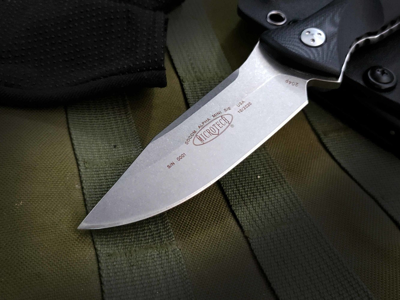 Tactical Knife 113M-10 Socom Alpha Mini Fixed Knife 3.72" Stonewashed Clip Point Blade, G10 Handles,  Kydex Sheath Outdoor Hunting Fishing Tools