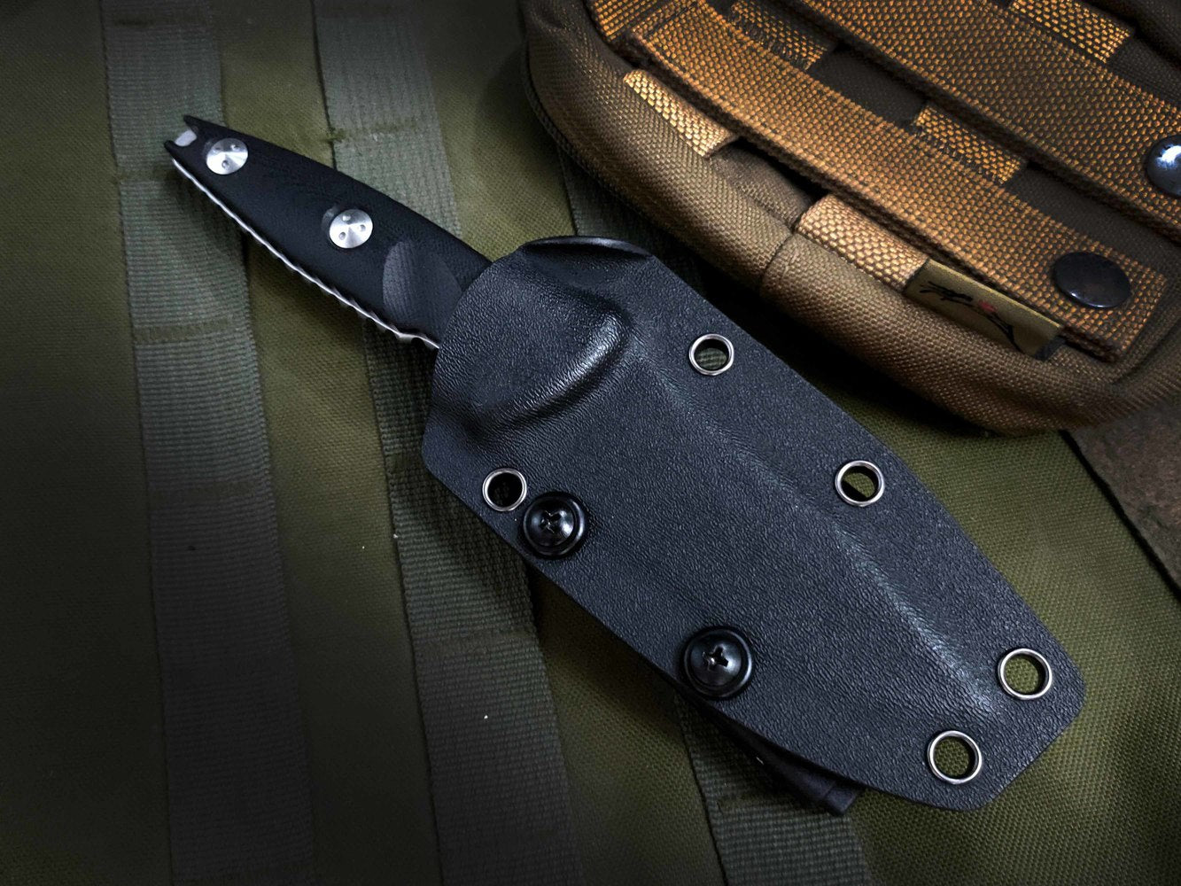 Tactical Knife 113M-10 Socom Alpha Mini Fixed Knife 3.72" Stonewashed Clip Point Blade, G10 Handles,  Kydex Sheath Outdoor Hunting Fishing Tools