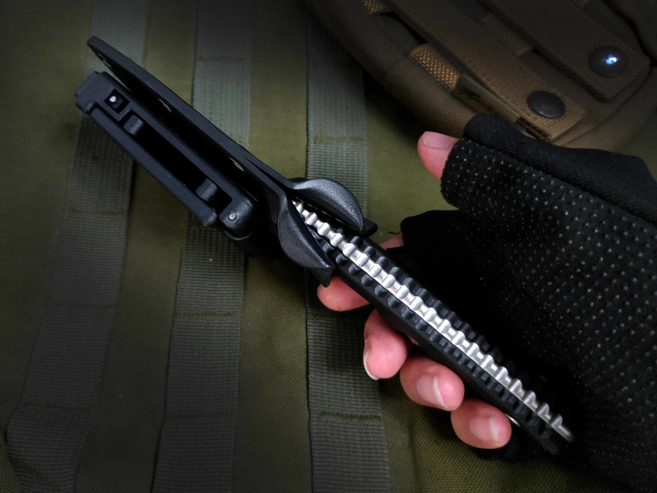 Tactical Knife 113M-10 Socom Alpha Mini Fixed Knife 3.72" Stonewashed Clip Point Blade, G10 Handles,  Kydex Sheath Outdoor Hunting Fishing Tools