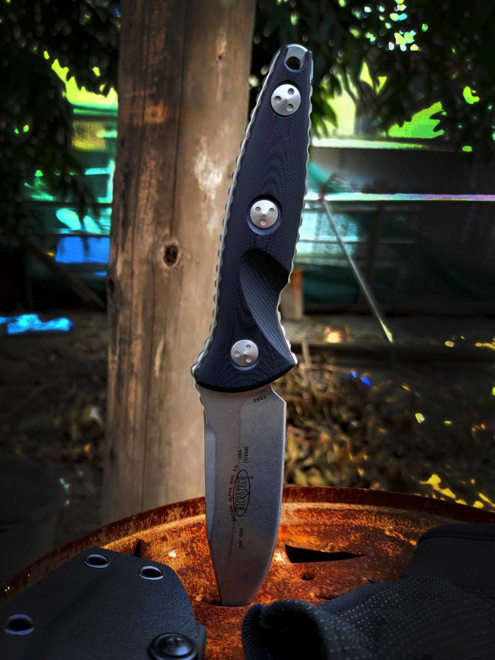 Tactical Knife 113M-10 Socom Alpha Mini Fixed Knife 3.72" Stonewashed Clip Point Blade, G10 Handles,  Kydex Sheath Outdoor Hunting Fishing Tools