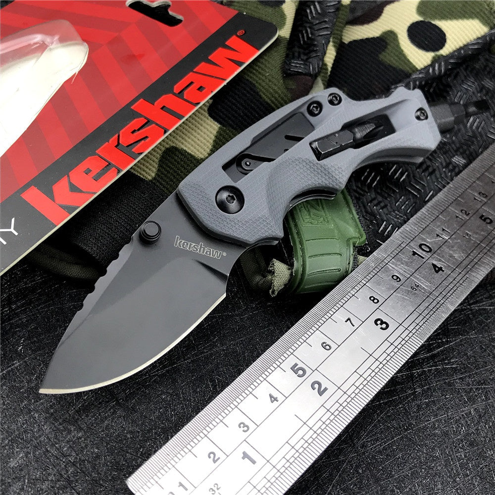 KERSHAW 8720 2.4 Inch 8Cr13MoV Steel Blade with Black Oxide Coating, Every Day Utility Knife with Carbon Strength and High Tech Function, 3.5 oz.