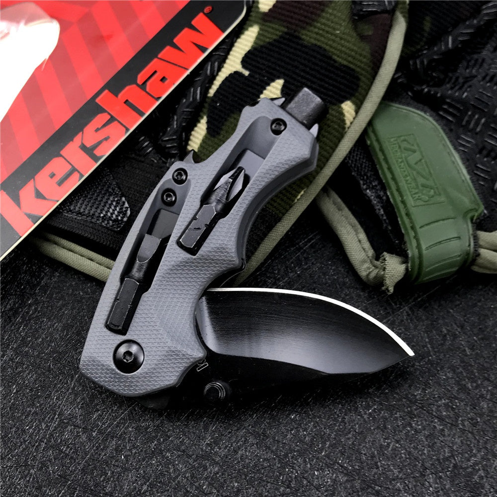 KERSHAW 8720 2.4 Inch 8Cr13MoV Steel Blade with Black Oxide Coating, Every Day Utility Knife with Carbon Strength and High Tech Function, 3.5 oz.