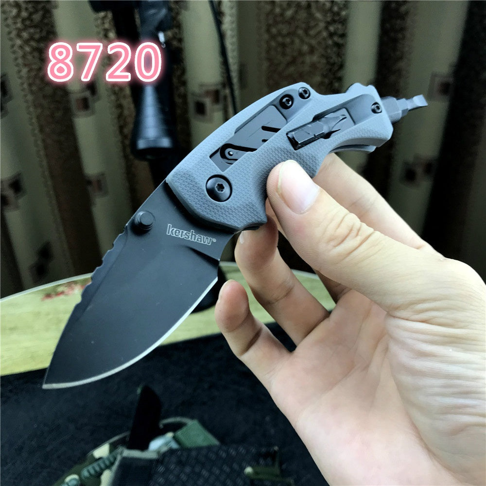 KERSHAW 8720 2.4 Inch 8Cr13MoV Steel Blade with Black Oxide Coating, Every Day Utility Knife with Carbon Strength and High Tech Function, 3.5 oz.