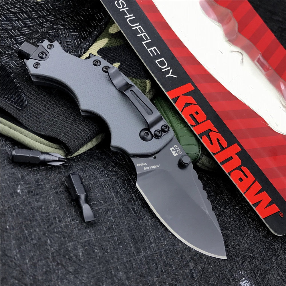 KERSHAW 8720 2.4 Inch 8Cr13MoV Steel Blade with Black Oxide Coating, Every Day Utility Knife with Carbon Strength and High Tech Function, 3.5 oz.