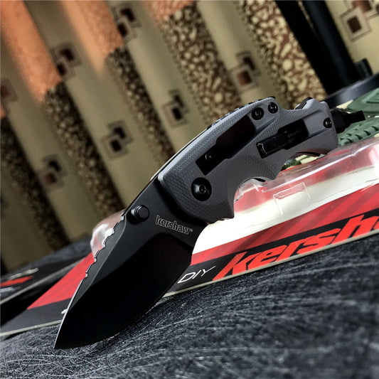 KERSHAW 8720 2.4 Inch 8Cr13MoV Steel Blade with Black Oxide Coating, Every Day Utility Knife with Carbon Strength and High Tech Function, 3.5 oz.