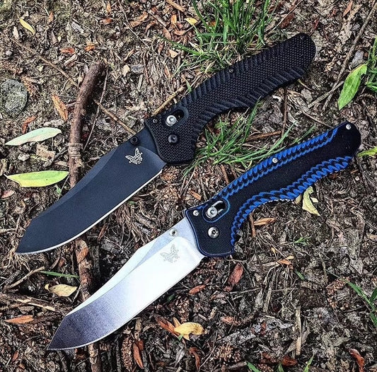 "Tactical Camping Pocket Knife Benchmade Osborne Contego Folding Knife 3.98"" CPM-M4 Satin Plain Blade, G10 Handles - 810"