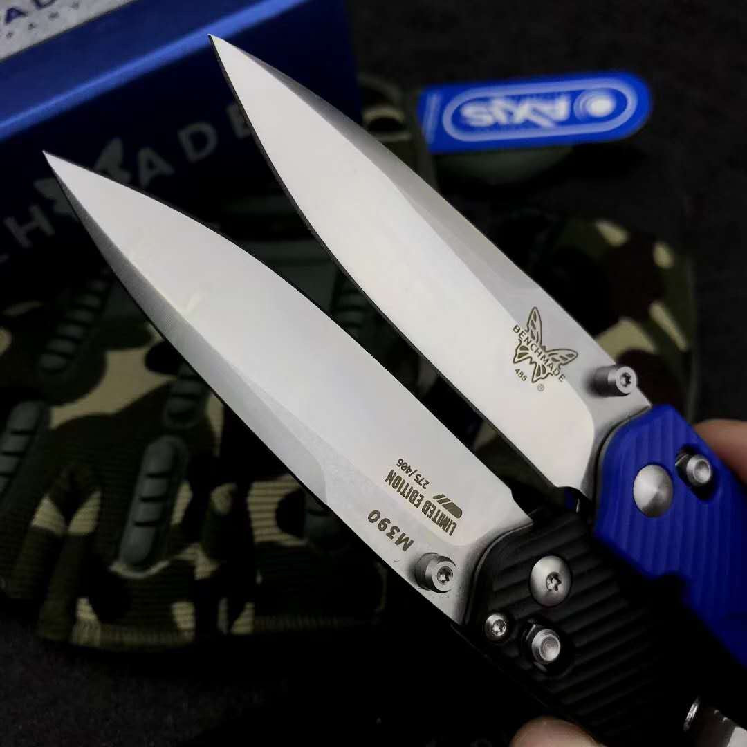 Benchmade485 NEW Folding Knife M390 Satin Plain Blade, Tactical Rescue Camping Survival Pocket Knife Black Pocket knife