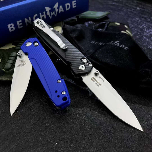 Benchmade485 NEW Folding Knife M390 Satin Plain Blade, Tactical Rescue Camping Survival Pocket Knife Black Pocket knife