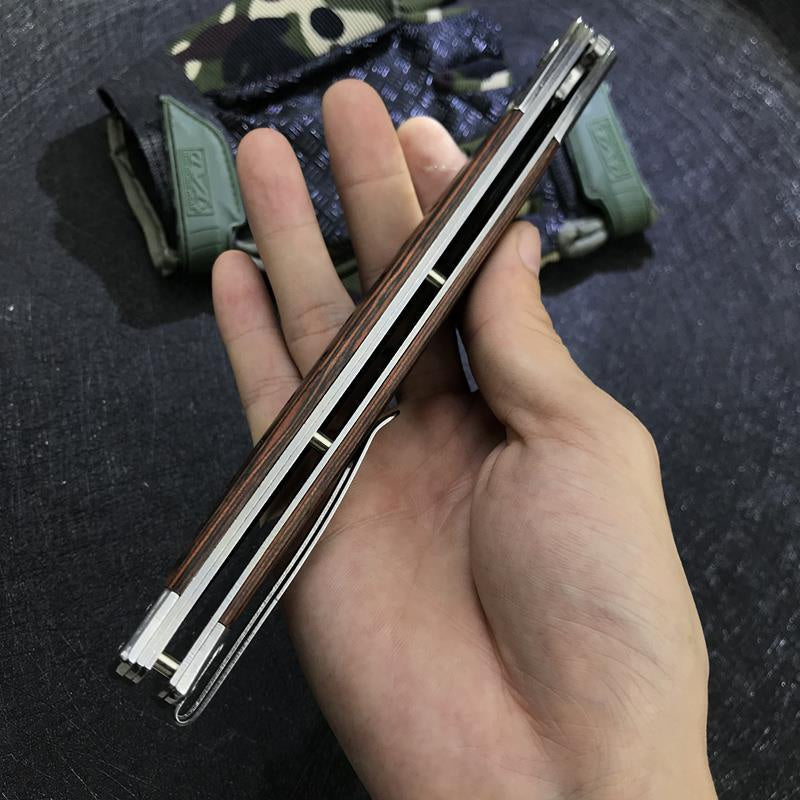 13" Spring Assisted STILETTO Pocket Knife Italian Folding Tactical Stiletto Knifes Wood Handle Wilderness Self-defense Knife Pocket Survival Knife New