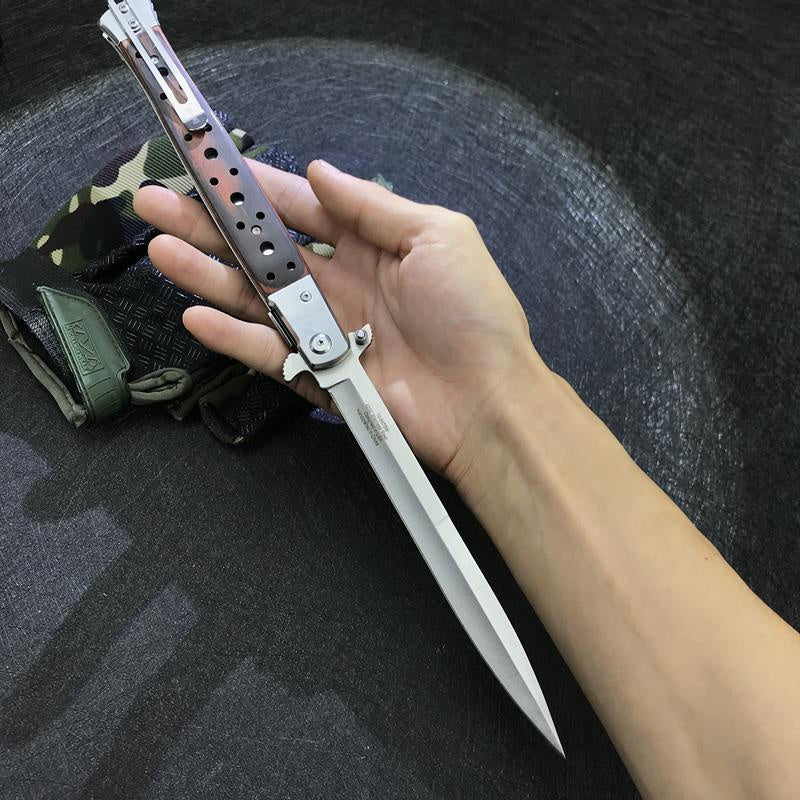 13" Spring Assisted STILETTO Pocket Knife Italian Folding Tactical Stiletto Knifes Wood Handle Wilderness Self-defense Knife Pocket Survival Knife New