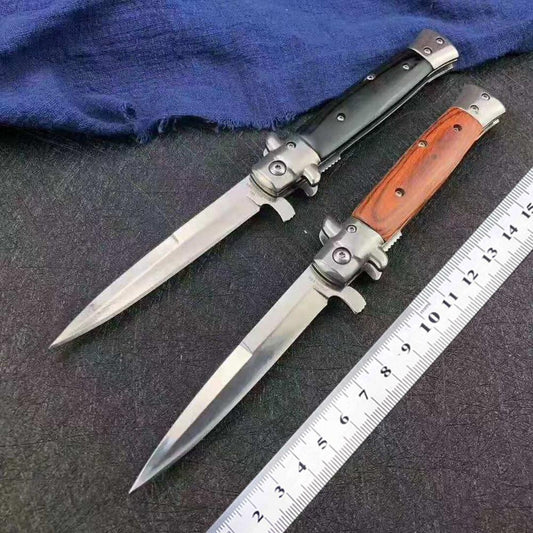 Multi Purpose Quick Open Folding Knife Portable Outdoor Survival Hunting Camp Tactical Pocket Knives EDC Tool With Wood Handle